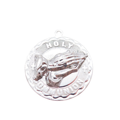 SPENCER 925 Sterling Silver Vintage Holy Communion Praying Hands Charm Pendant