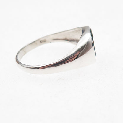 925 Sterling Silver Vintage Real Dendritic Agate Signet Ring Size 12.75