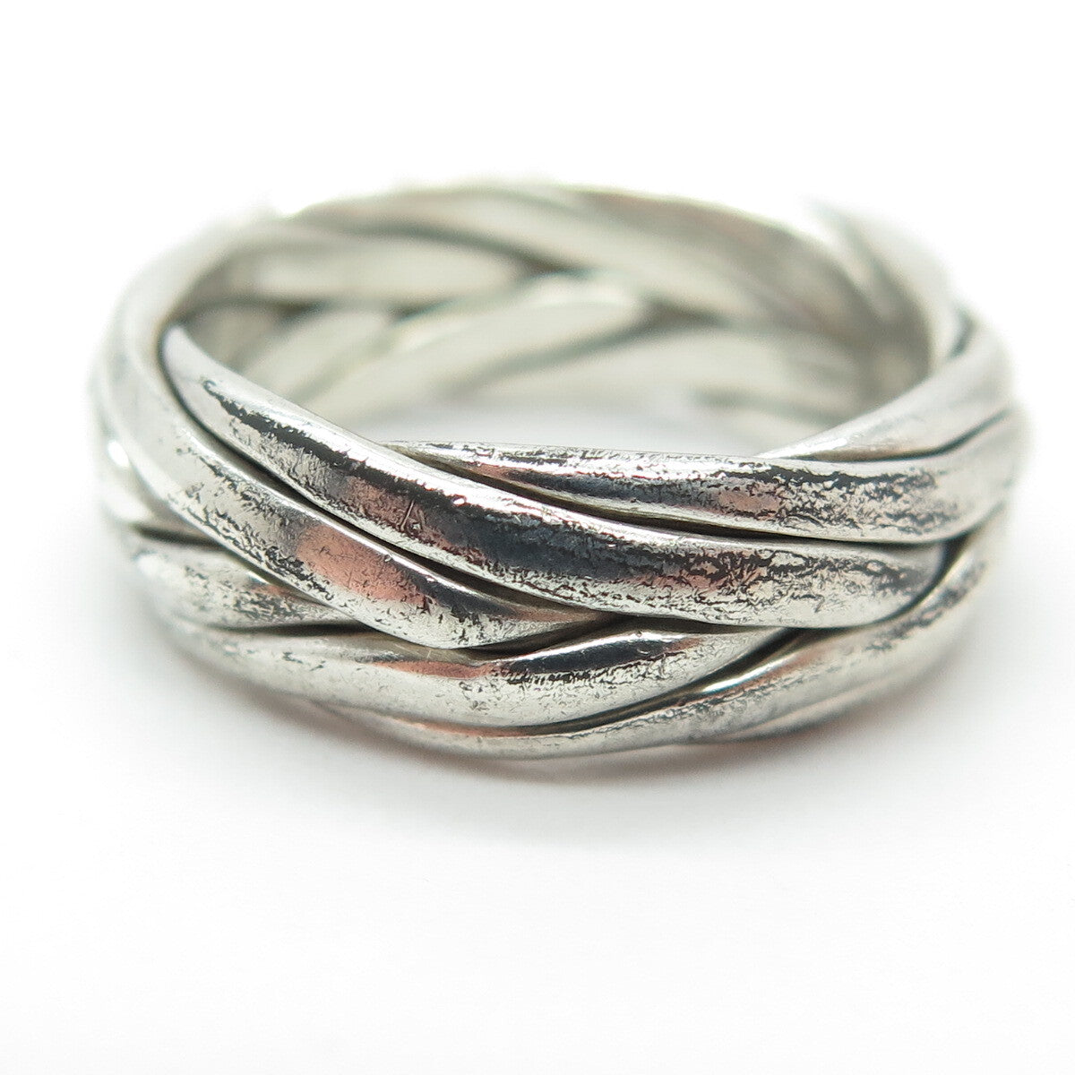 925 Sterling Silver Vintage Interlocked Braided Band Ring Size 7