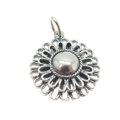 925 Sterling Silver Vintage Modernist Floral Pendant