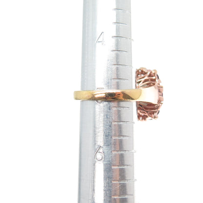 925 Sterling Silver Rose Gold Plated Druzy Pink Topaz & Amethyst Ring Size 5