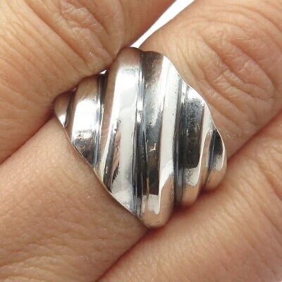 925 Sterling Silver Vintage Handmade Ripped Twisted Ring Size 8.25