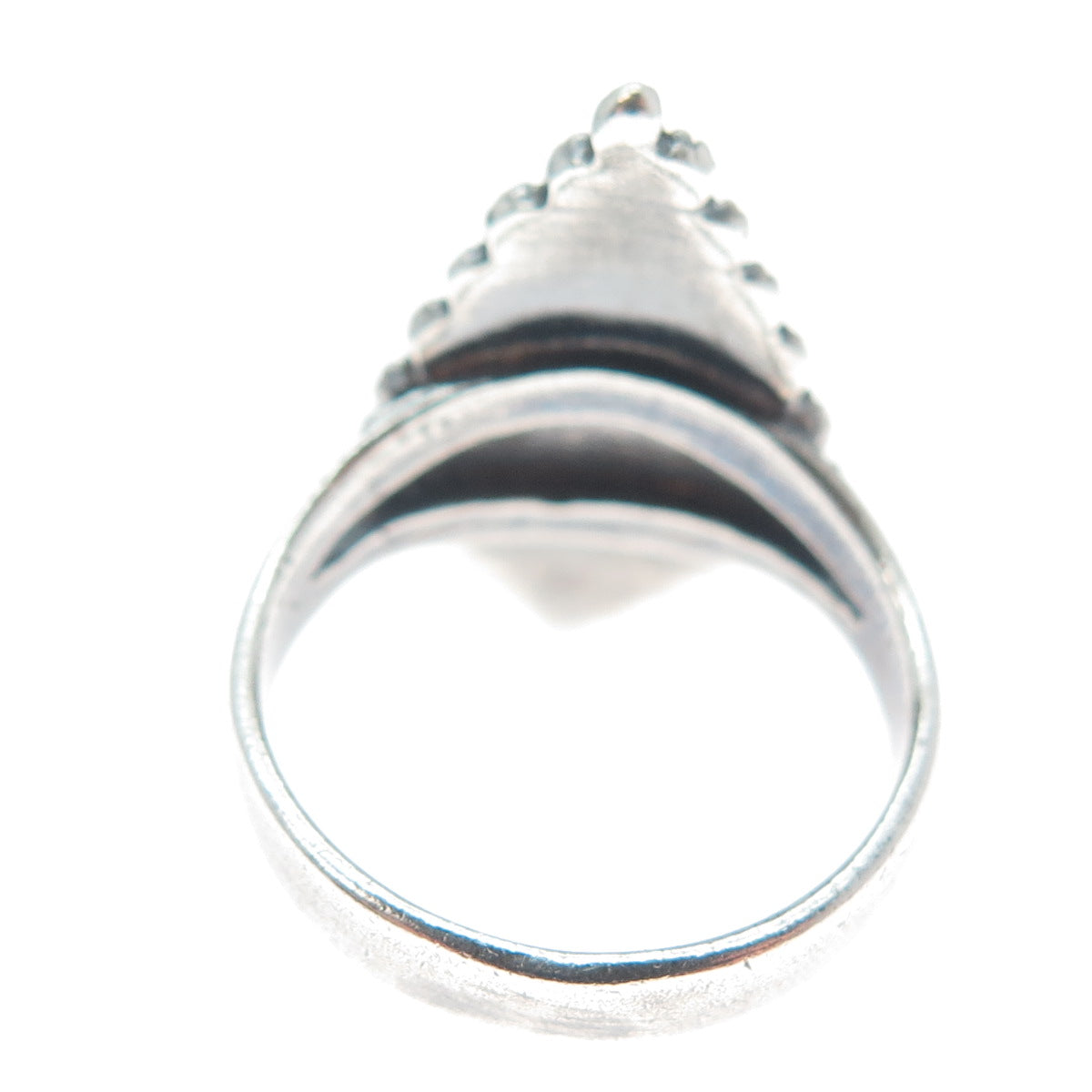 925 Sterling Silver Vintage Real Black Onyx Cannetille Oxidized Ring Size 6.25