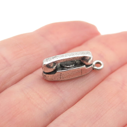 Balfour Sterling Silver Vintage Princess Attendance Phone 3D Mini Charm Pendant