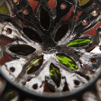 925 Sterling Silver Real Marquise-Cut Peridot & Round-Cut Citrine Charm Pendant