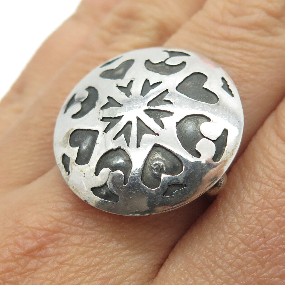 925 Sterling Silver Vintage Spades Playing Cards Symbol Oxidized Ring Size 7