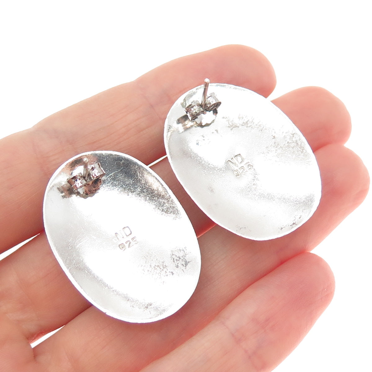 CHAPAL ZENRAY 925 Sterling Silver Vintage Real Morenci Turquoise Ethnic Earrings