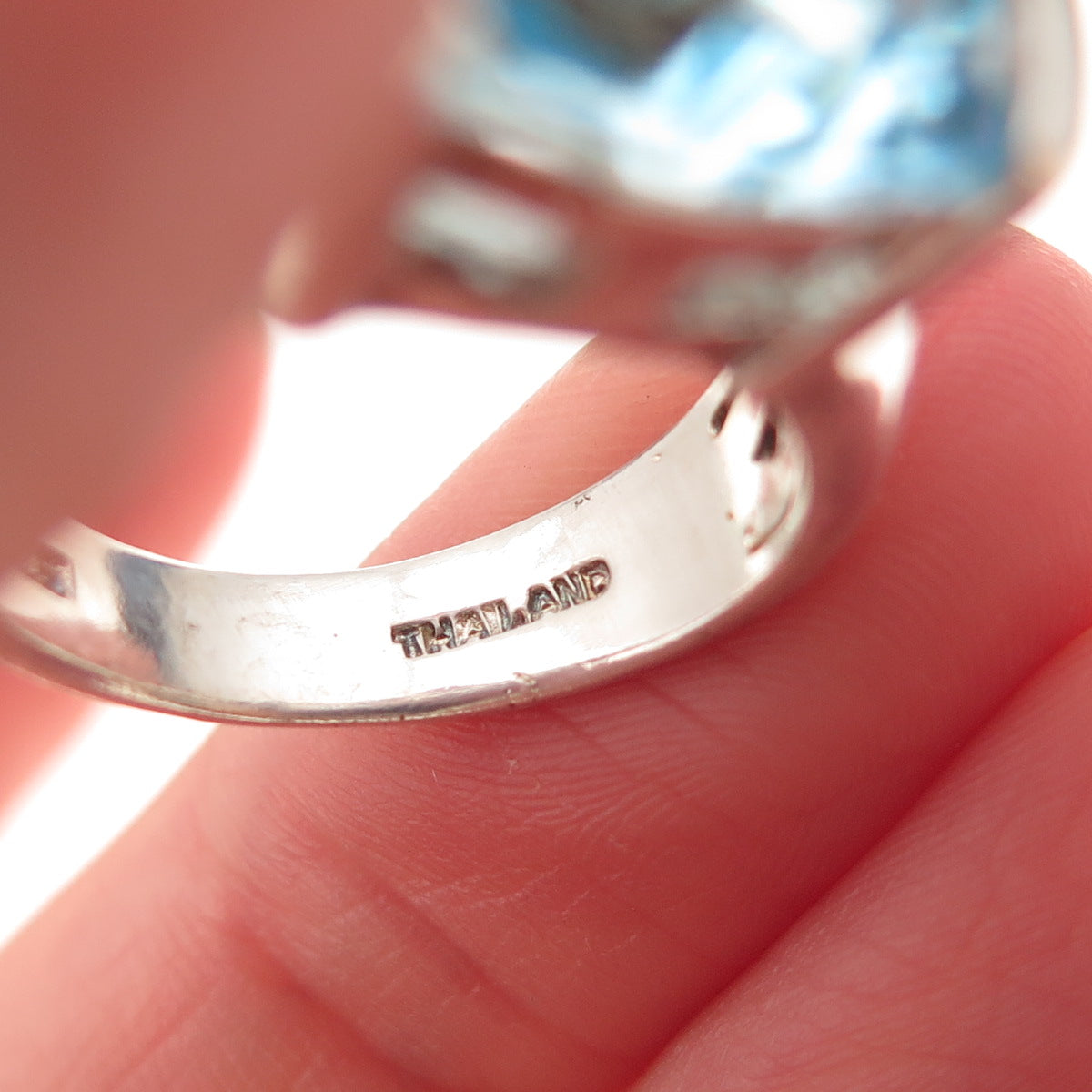 Chuck Clemency 925 Sterling Silver Vintage Real Blue Topaz Ring Size 7