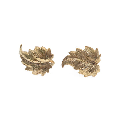 925 Sterling Silver Gold Plated Antique Art Deco Floral Leaf Screw Back Earrings