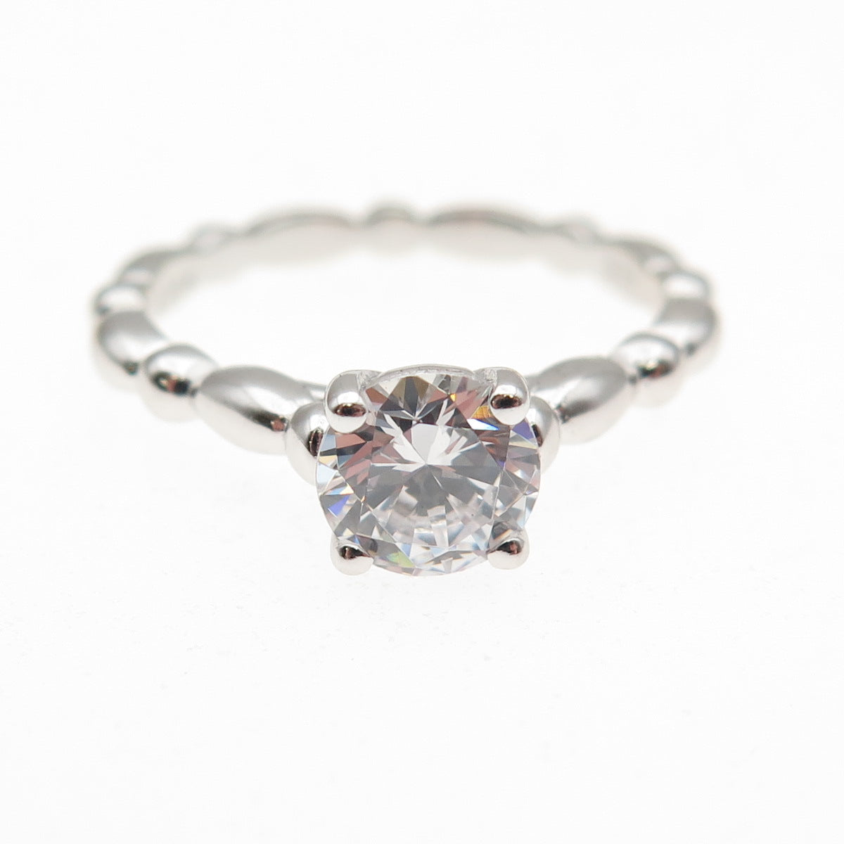 925 Sterling Silver Round-Cut C Z Engagement Bubble Ring Size 8.25
