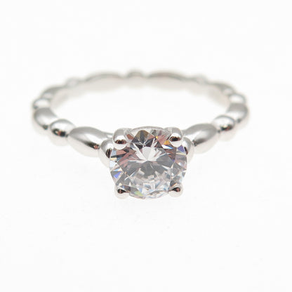 925 Sterling Silver Round-Cut C Z Engagement Bubble Ring Size 8.25