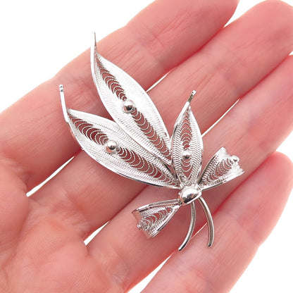 Sorrento 925 Sterling Silver Vintage Filigree Floral Box Pin Brooch