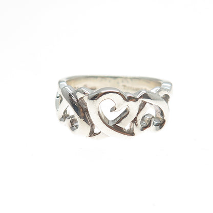 TIFFANY & CO. Paloma Picasso Sterling Silver Vintage Loving Heart Ring Size 5.75