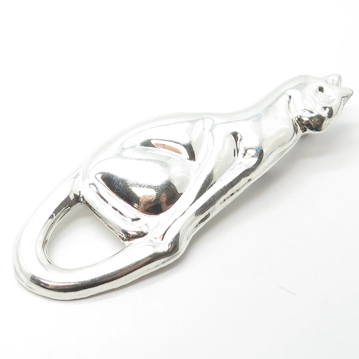 925 Sterling Silver Vintage Mexico Cat Pin Brooch / Pendant