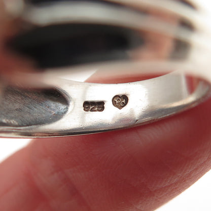 925 Sterling Silver Vintage Real Blue Topaz Amethyst Peridot Citrine Ring Size 8