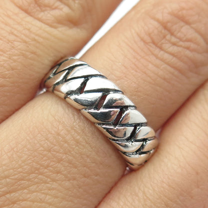 925 Sterling Silver Vintage Cuban Chain Band Ring Size 7.75