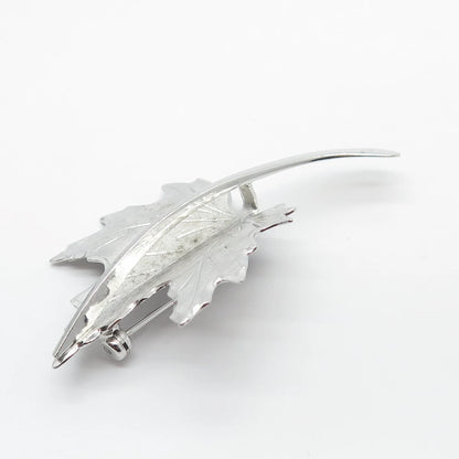 925 Sterling Silver Vintage Beau Leaf Pin Brooch