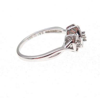Sai 925 Sterling Silver Real Round-Cut Diamond Ring Size 7