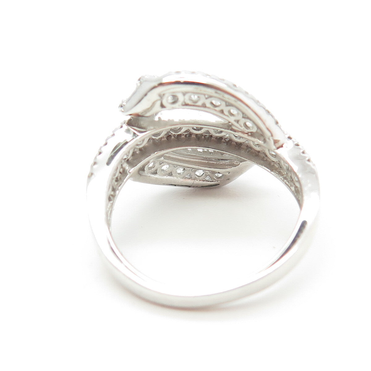 925 Sterling Silver Round-Cut C Z Twisted Ring Size 5.75
