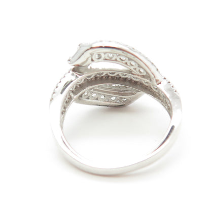 925 Sterling Silver Round-Cut C Z Twisted Ring Size 5.75