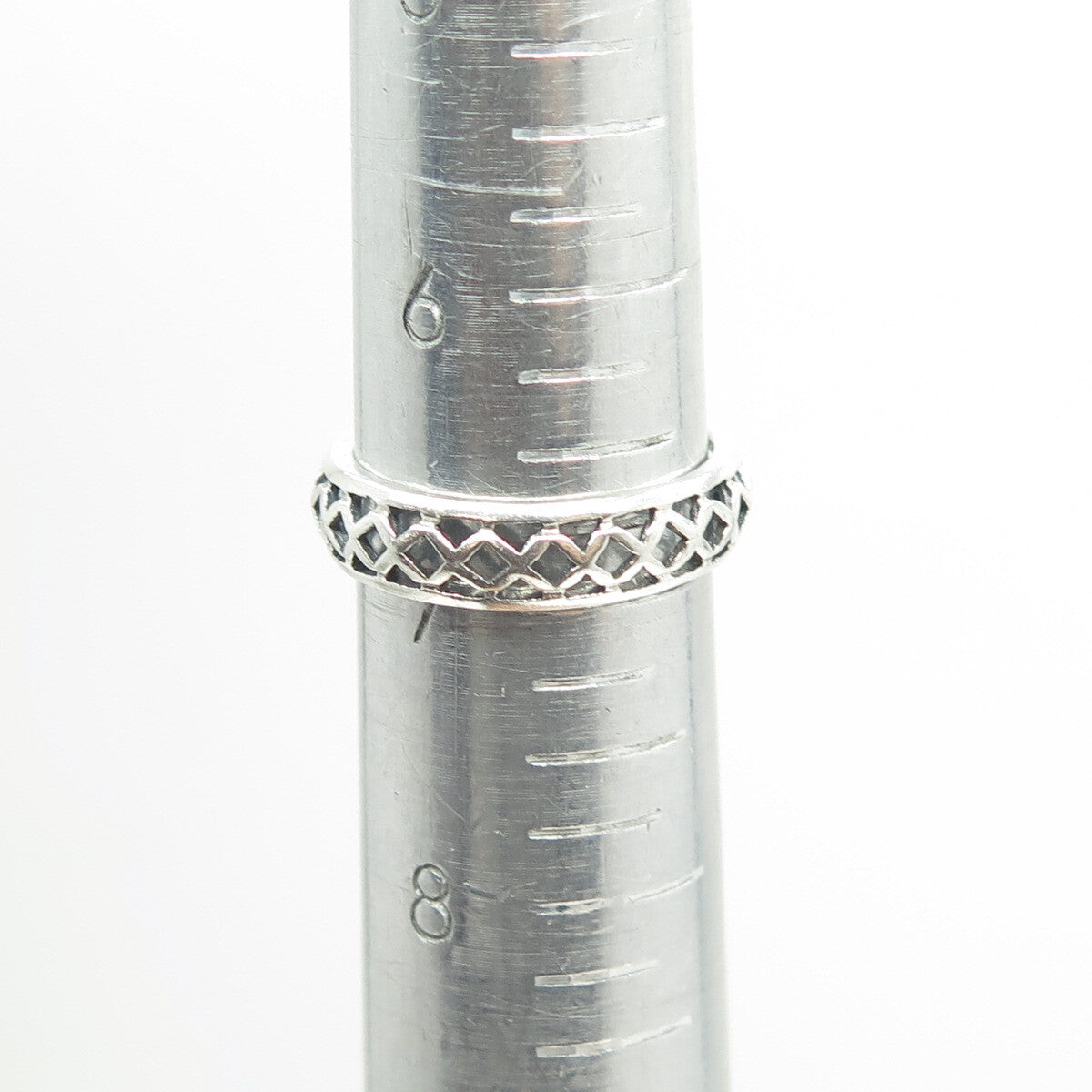 925 Sterling Silver Vintage Cage Band Ring Size 7
