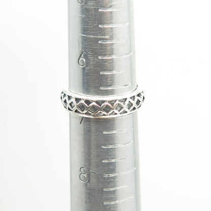 925 Sterling Silver Vintage Cage Band Ring Size 7