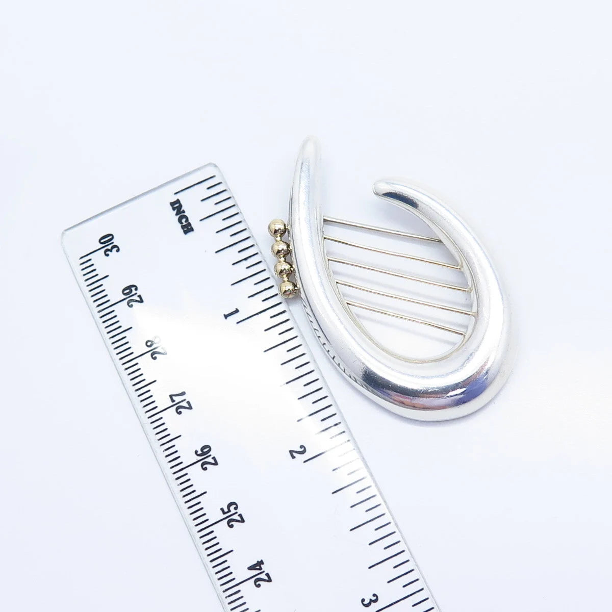 925 Sterling Silver / 14K Gold Vintage Modernist Pin Brooch