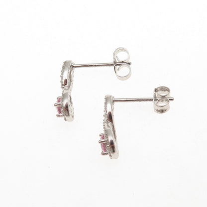 925 Sterling Silver Round-Cut Pink & White C Z Infinity Earrings