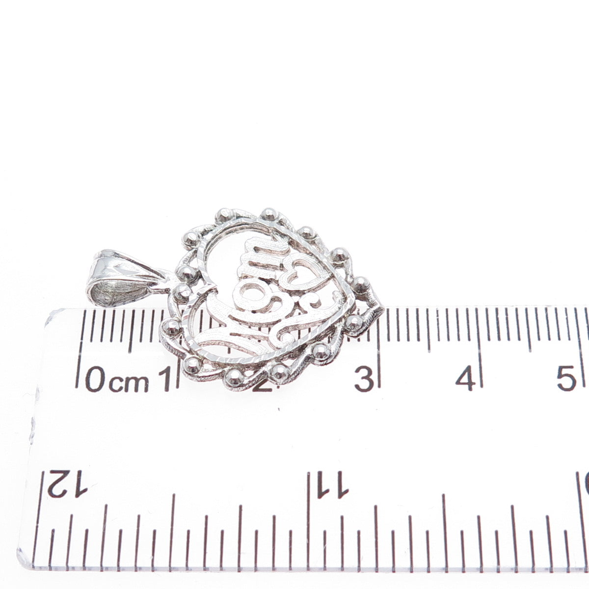 925 Sterling Silver Vintage Mom Heart Charm Pendant