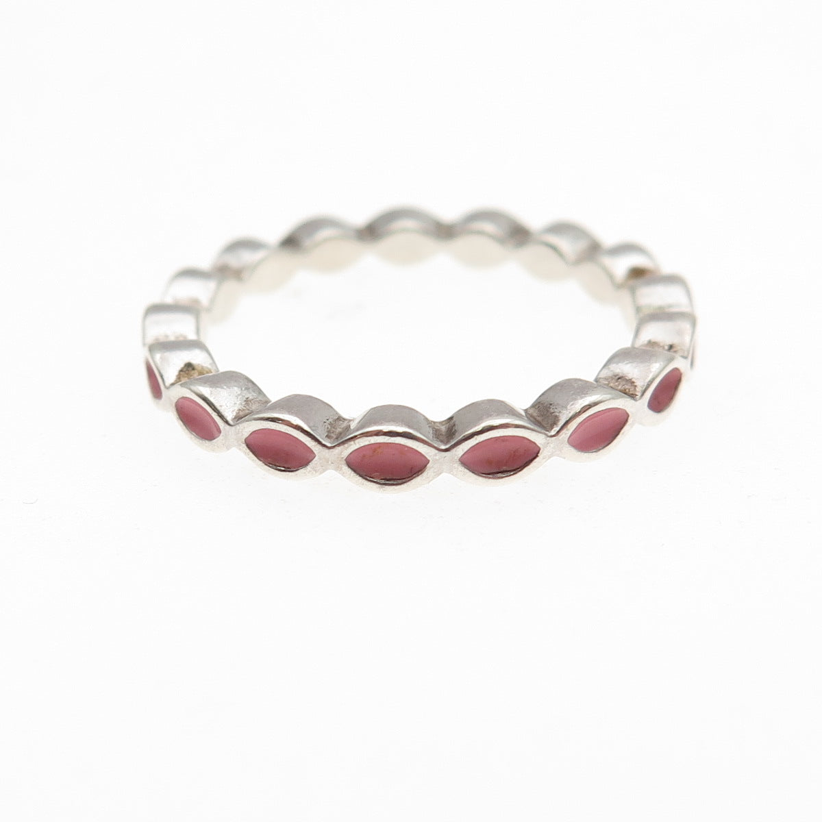 Pandora 925 Sterling Silver Enamel Stackable Band Ring Size 7.5