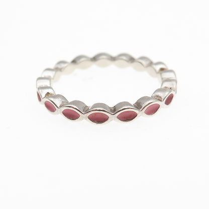 Pandora 925 Sterling Silver Enamel Stackable Band Ring Size 7.5