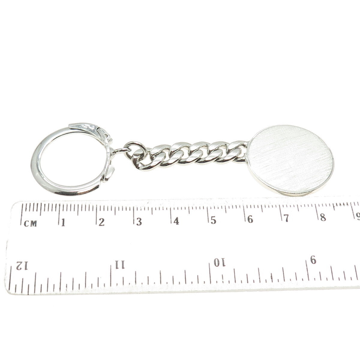 ANSON 925 Sterling Silver Vintage Curb Chain Tag Key Ring