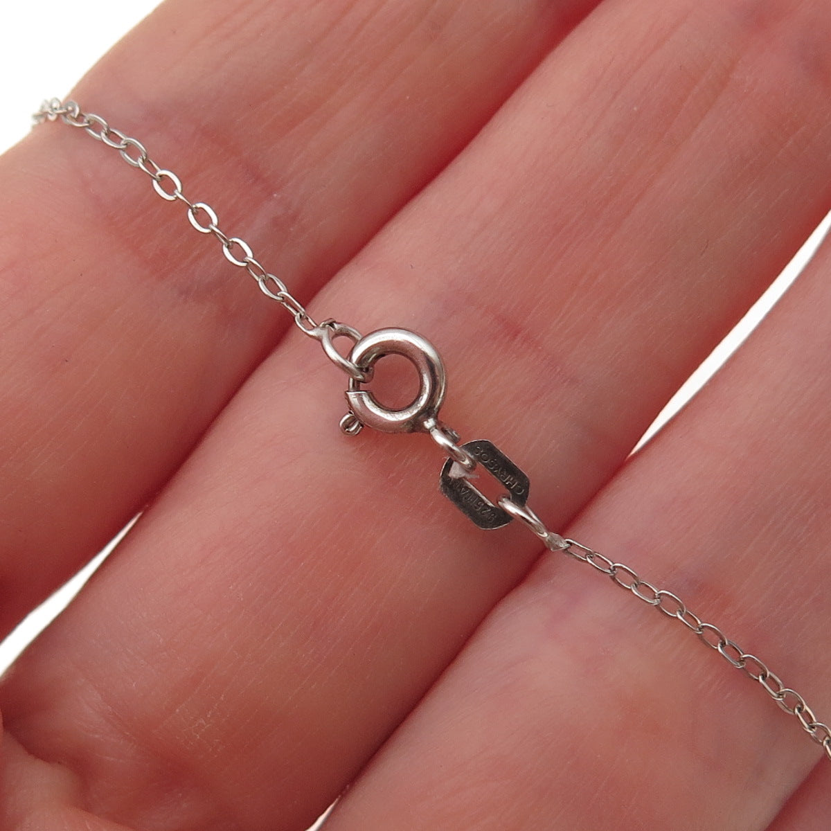 Chuck Clemency 925 Sterling Silver Real Green Amethyst Cable Chain Necklace 20"