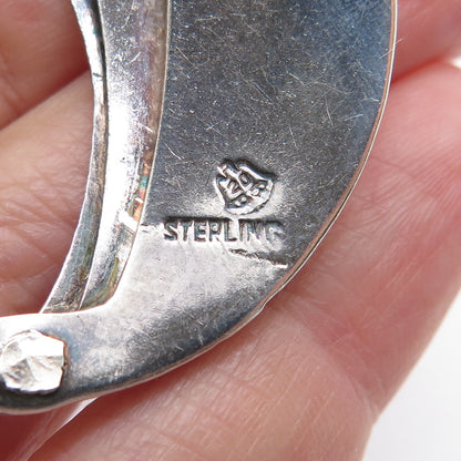 925 Sterling Silver Vintage Mexico Modernist Oxidized Pin Brooch