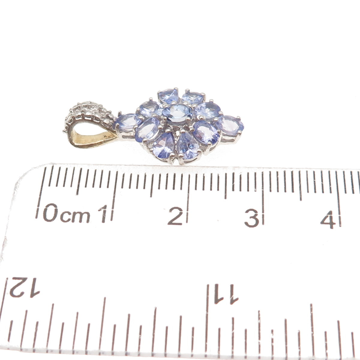 Chuck Clemency 925 Sterling Silver Real Oval & Pear-Cut Tanzanite Charm Pendant