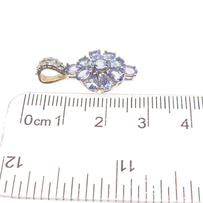 Chuck Clemency 925 Sterling Silver Real Oval & Pear-Cut Tanzanite Charm Pendant