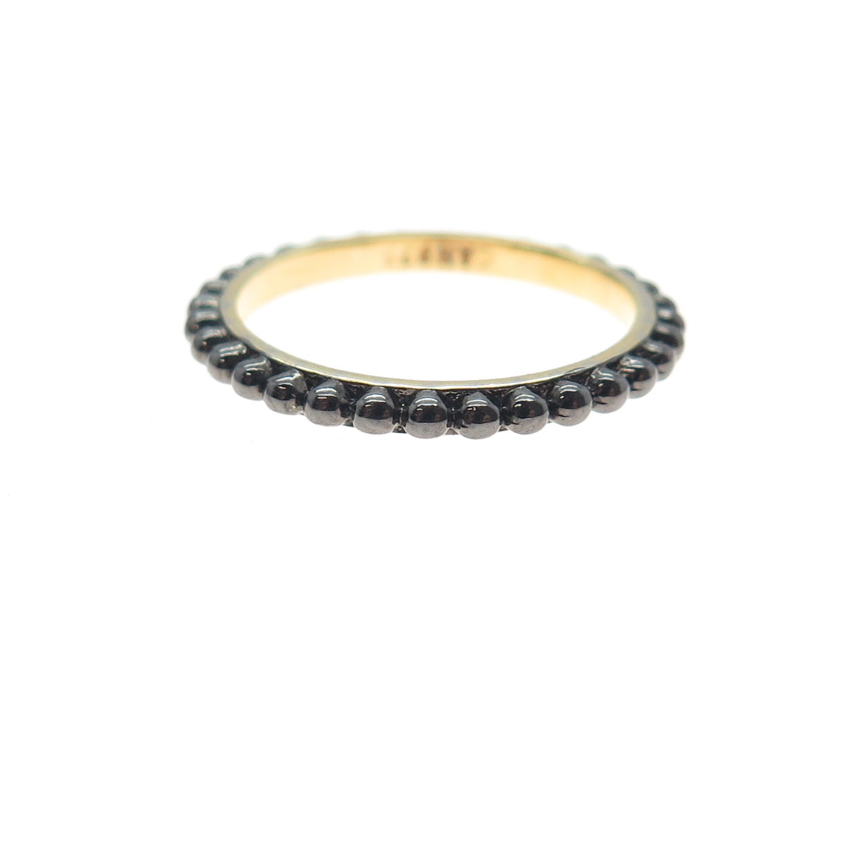 925 Sterling Silver Black Rhodium Gold Plated Beaded Band Ring Size 7.25