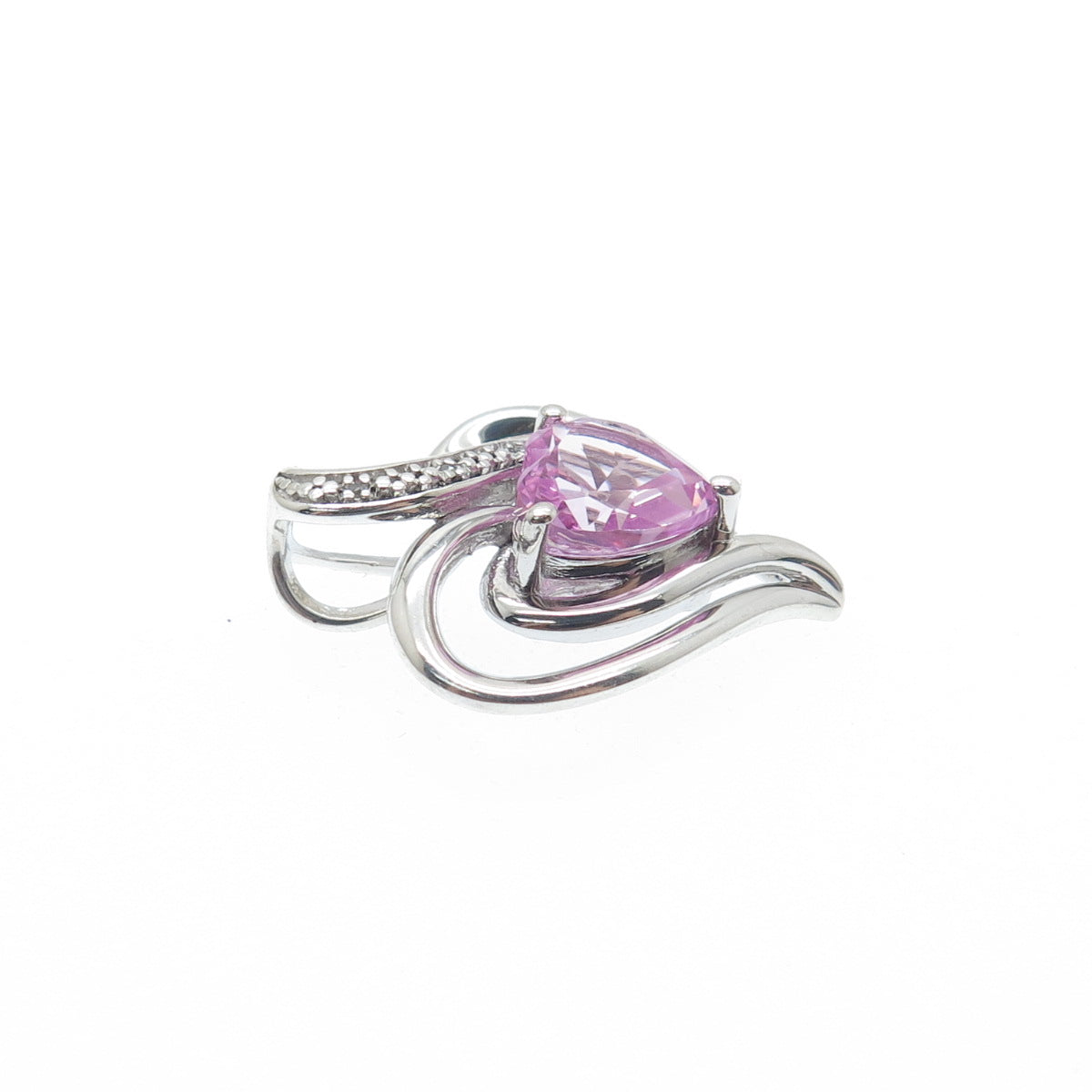 RL RICHLINE 925 Sterling Real Diamond & Pink Topaz Heart Minimalist Pendant