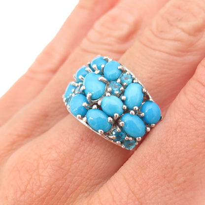 Chuck Clemency 925 Sterling Silver Real Turquoise & Apatite Ring Size 8.25