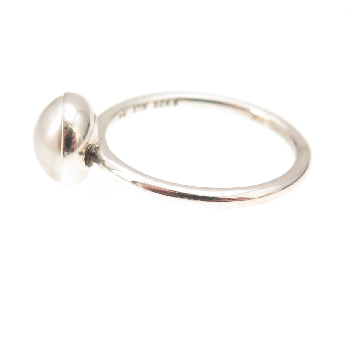 Pandora 925 Sterling Silver Faux Pearl Poetic Droplet Ring Size 7