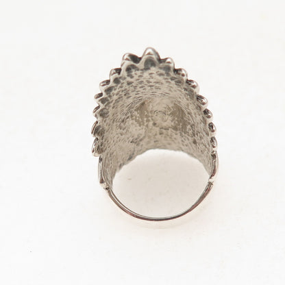 Ted Ott 925 Sterling Silver Vintage Real Black Onyx Indian Chief Ring Size 5.75