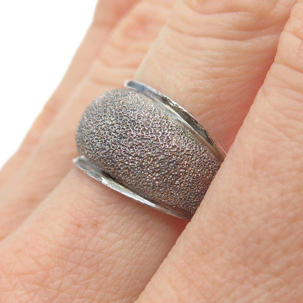 CHARLES WINSTON Sterling Silver Vintage Diamond-Illusion Oxidized Ring Size 8.25