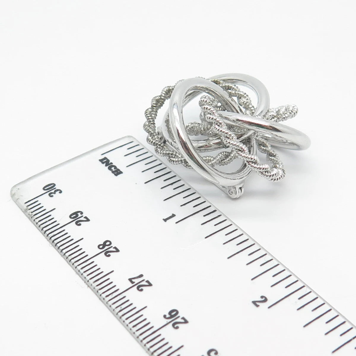 925 Sterling Silver Vintage Twisted Multi-Circle Pin Brooch