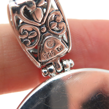 925 Sterling Silver Vintage Ornate Floral Oxidized Pendant
