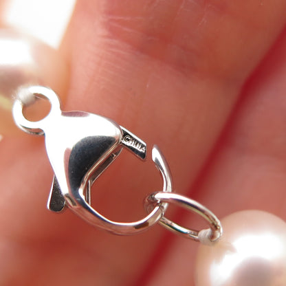 RL Richline 925 Sterling Silver Vintage Real Pearl Beaded Necklace 18"