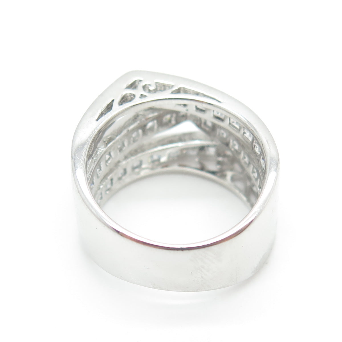 925 Sterling Silver Princess-Cut Shaped C Z Modernist Ring Size 6.25