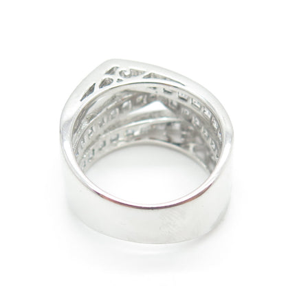 925 Sterling Silver Princess-Cut Shaped C Z Modernist Ring Size 6.25