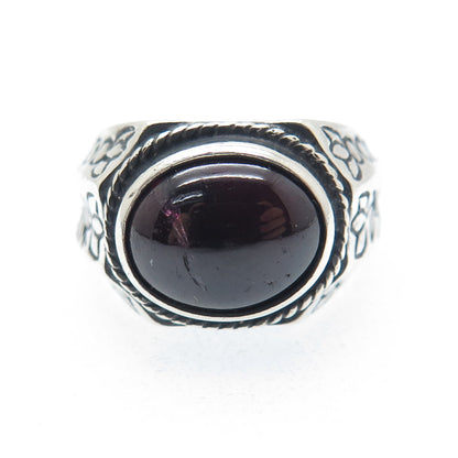925 Sterling SIlver Vintage Real Tourmaline Lotus Ring Size 7.5 (cracked stone)