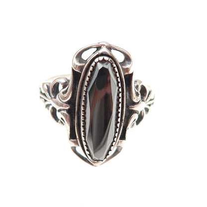 Wheeler Mfg Old Pawn 925 Sterling Silver Vintage Hematite Oxidized Ring Size 10