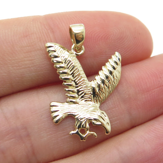 14K Yellow Gold Eagle Bird Minimalist Charm Pendant